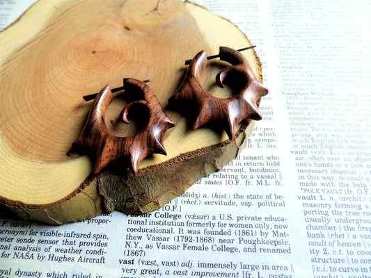 Festival Fire Wood Hoops Wooden Earrings