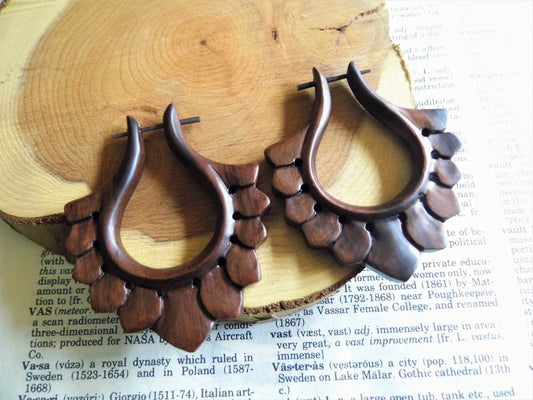 Fire Hoop Large Womens Wood Earrings