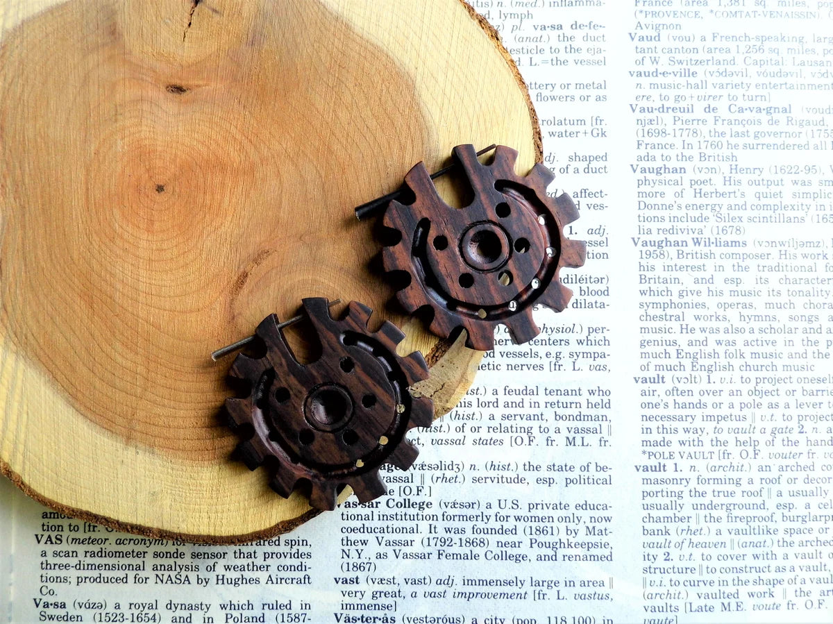 Wood Earrings Womens Mens Wheel Hoops