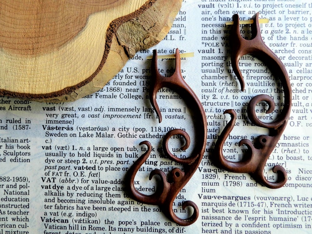Extra Large Tribal Wood Pin Post Earrings