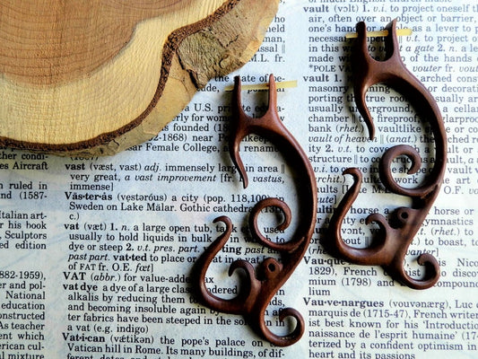 Extra Large Tribal Wood Pin Post Earrings