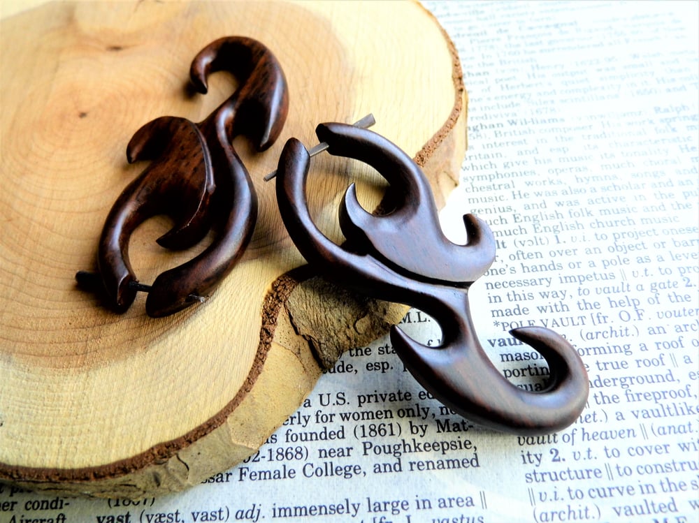 Handmade Organic Wood Earrings Wearable Art