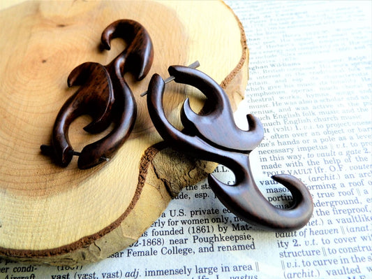 Handmade Organic Wood Earrings Wearable Art
