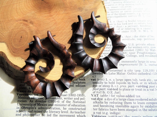 Large Ethnic Womens Wooden Earrings Hoops
