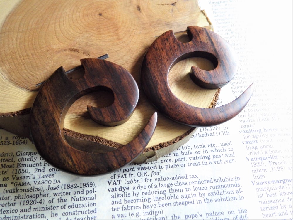 Large Womens Spiral Wood Hoop Earrings