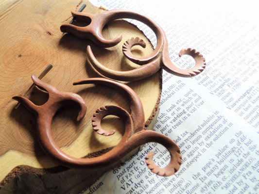 Extra Large Ethnic Womens Wood Hoop Earrings