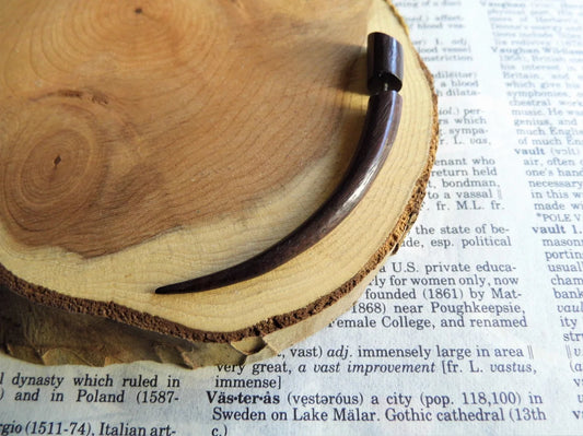 Long Faux Expander Taper Curved Wooden Earring