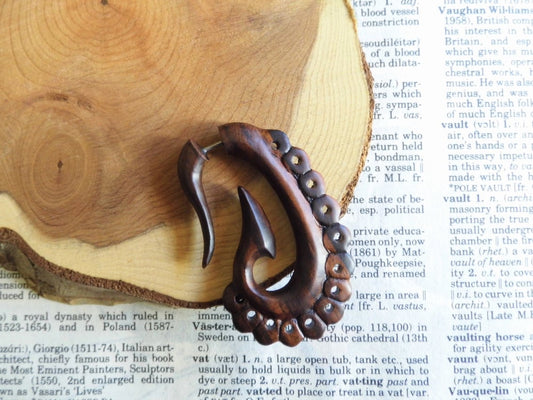 Extra Large Wood Earring Decorative Hook Spiral