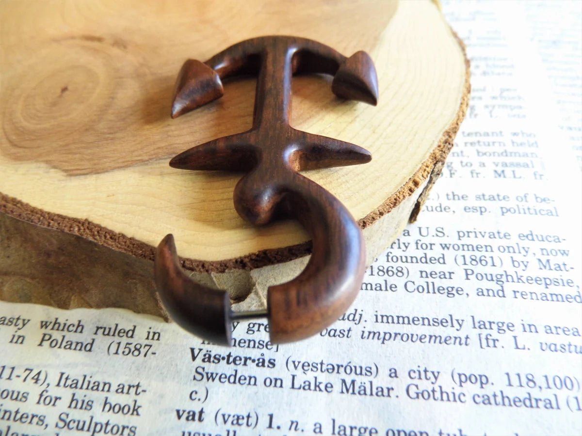 Anchor Wooden Earring Fake Stretcher