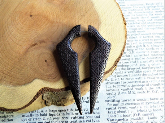 Wooden Organic Earring Celtic Knot Fake Tunnel Gauge Large