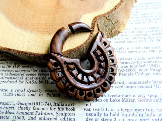 Wooden Organic Earring Small Padlock Lock Womens Mens