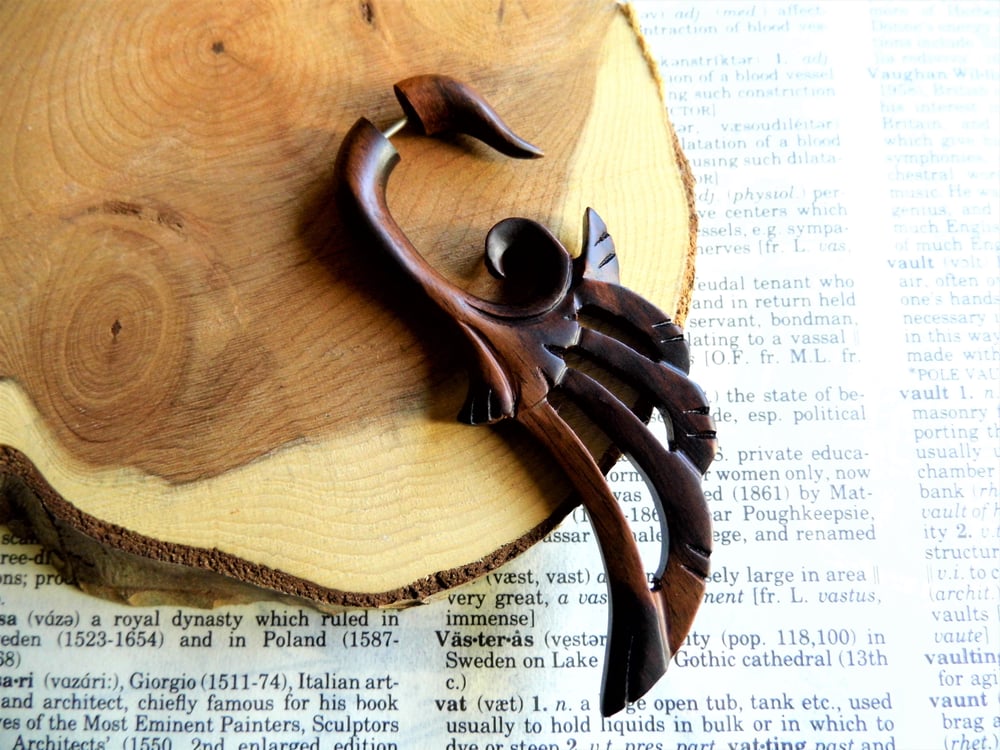 Extra Large Faux Gauge Wooden Earring Tribal Wings