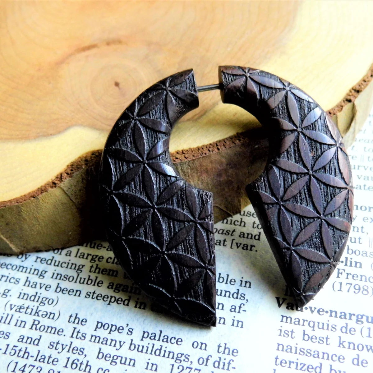 Large Wooden Earring Handmade Womens Mens Celtic Knot