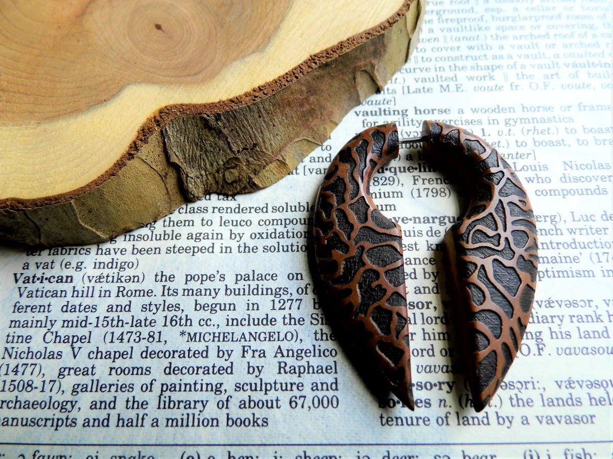 Large Wooden Earring Handmade Womens Mens Fire Knot