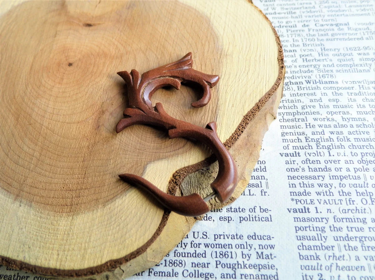 Wood Organic Earring Faux Gauge Men Women