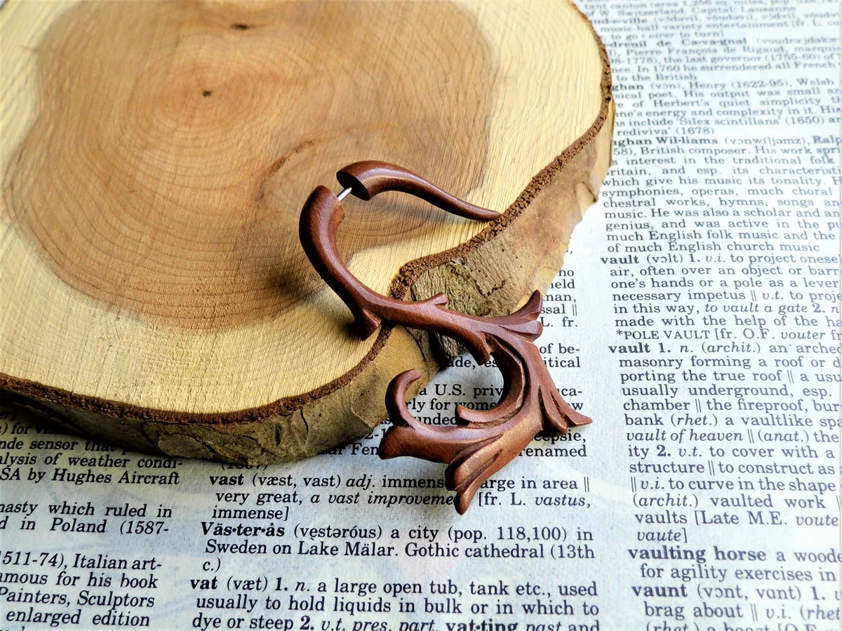 Wood Organic Earring Faux Gauge Men Women