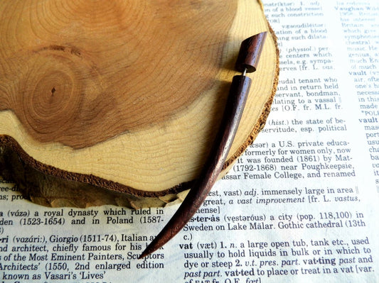 Long Faux Expander Taper Wooden Earring