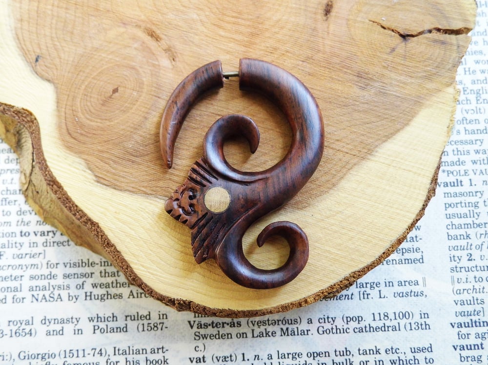 Organic Wood Earring Hook Faux Gauge