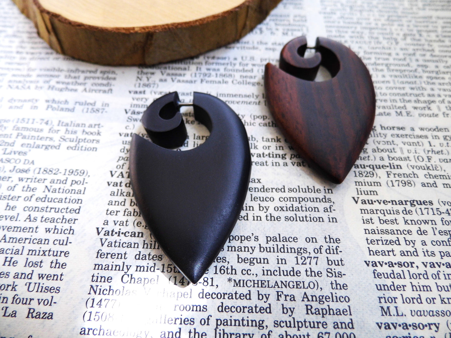 Wood Organic Earring Unisex Hook Faux Gauge Curl