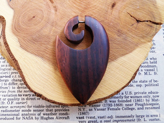Wood Organic Earring Unisex Hook Faux Gauge Curl