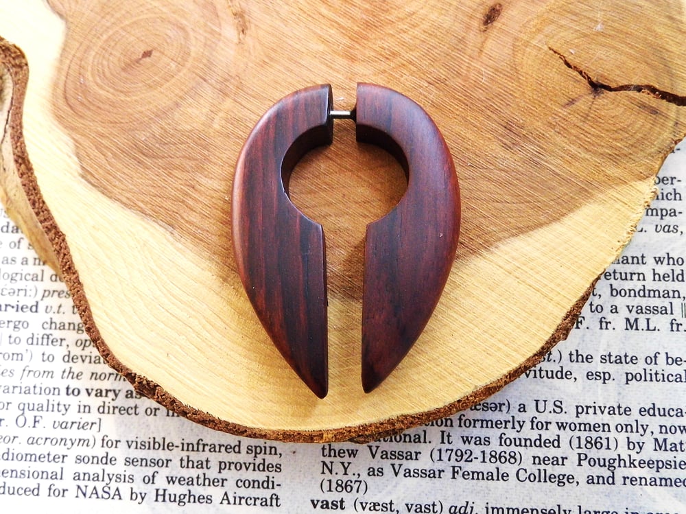 Organic Earring Unisex Hook Faux Gauge Long Crescent