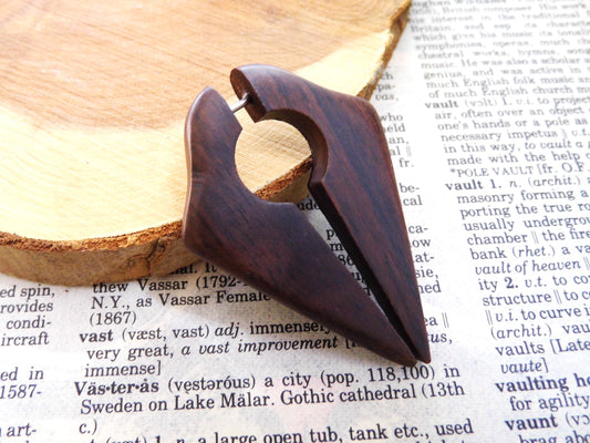 Organic Earring Unisex Hook Faux Gauge Taper Crescent