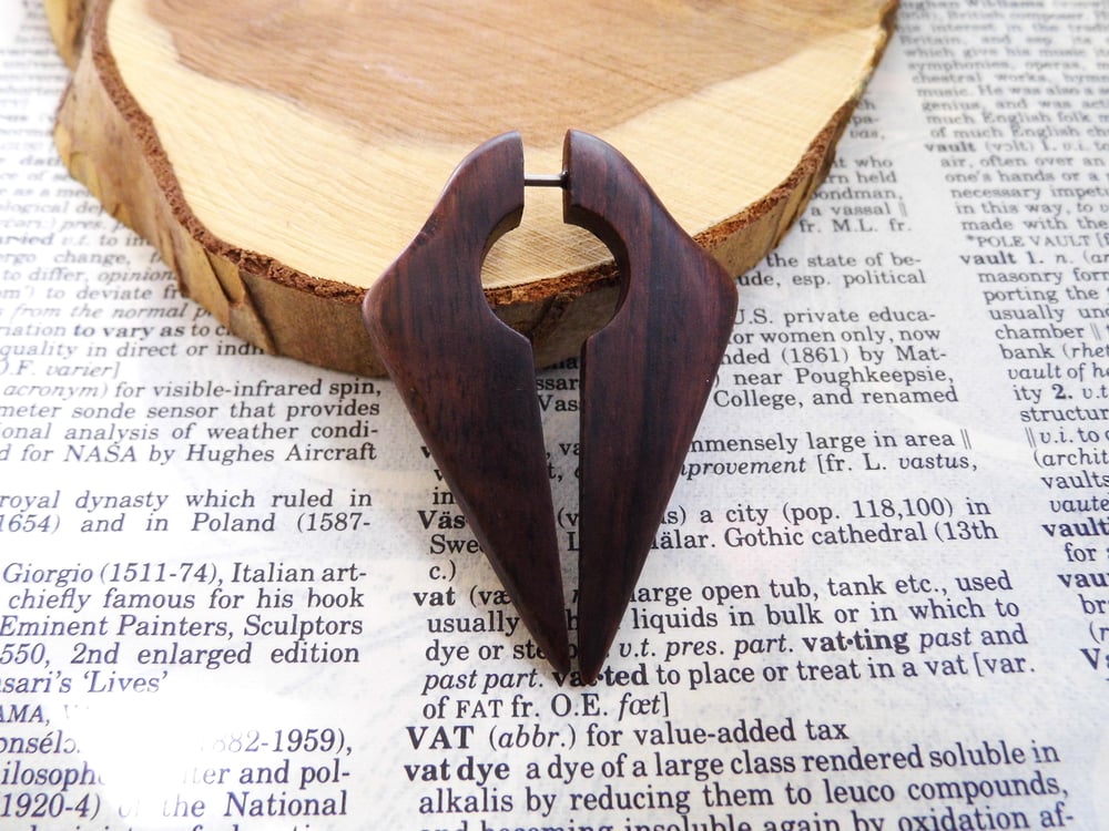 Organic Earring Unisex Hook Faux Gauge Taper Crescent