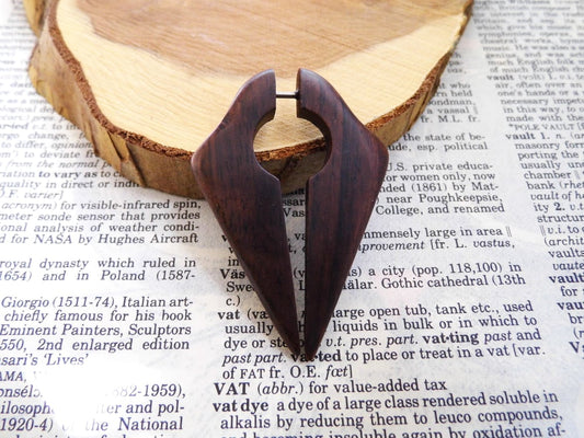 Organic Earring Unisex Hook Faux Gauge Taper Crescent