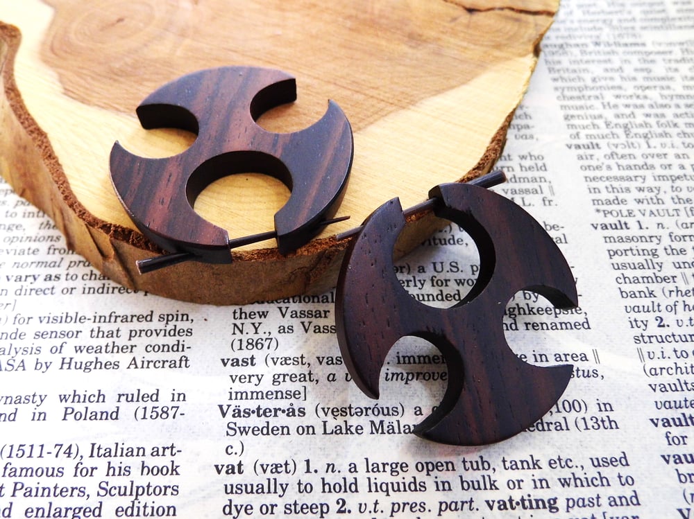 Small Wooden Throwing Star Earrings