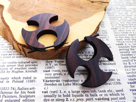 Small Wooden Throwing Star Earrings