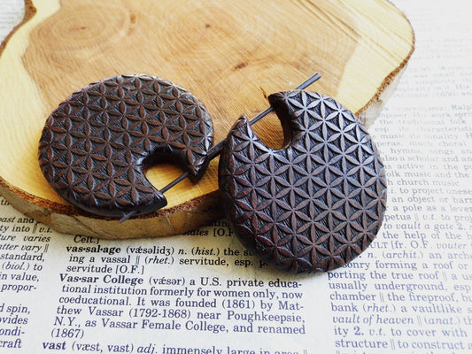 Organic Wooden Pattern Earrings Unisex