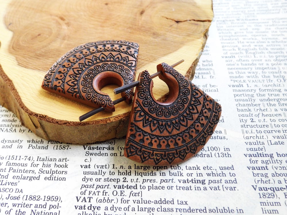 Carved Organic Wooden Earrings Triangle