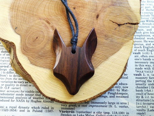 Wooden Pendant Necklace Fox