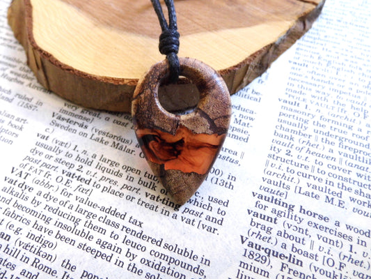 Wooden Red Epoxy Resin Pendant Necklace Triangle