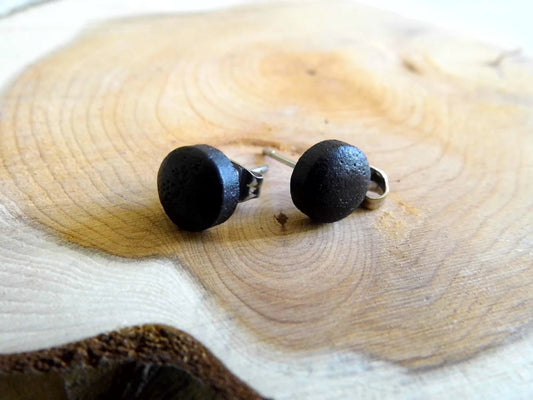 Black Wood Studs Earrings