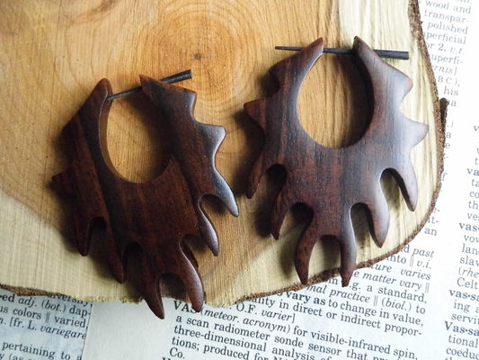 Large Tribal Earring Wood