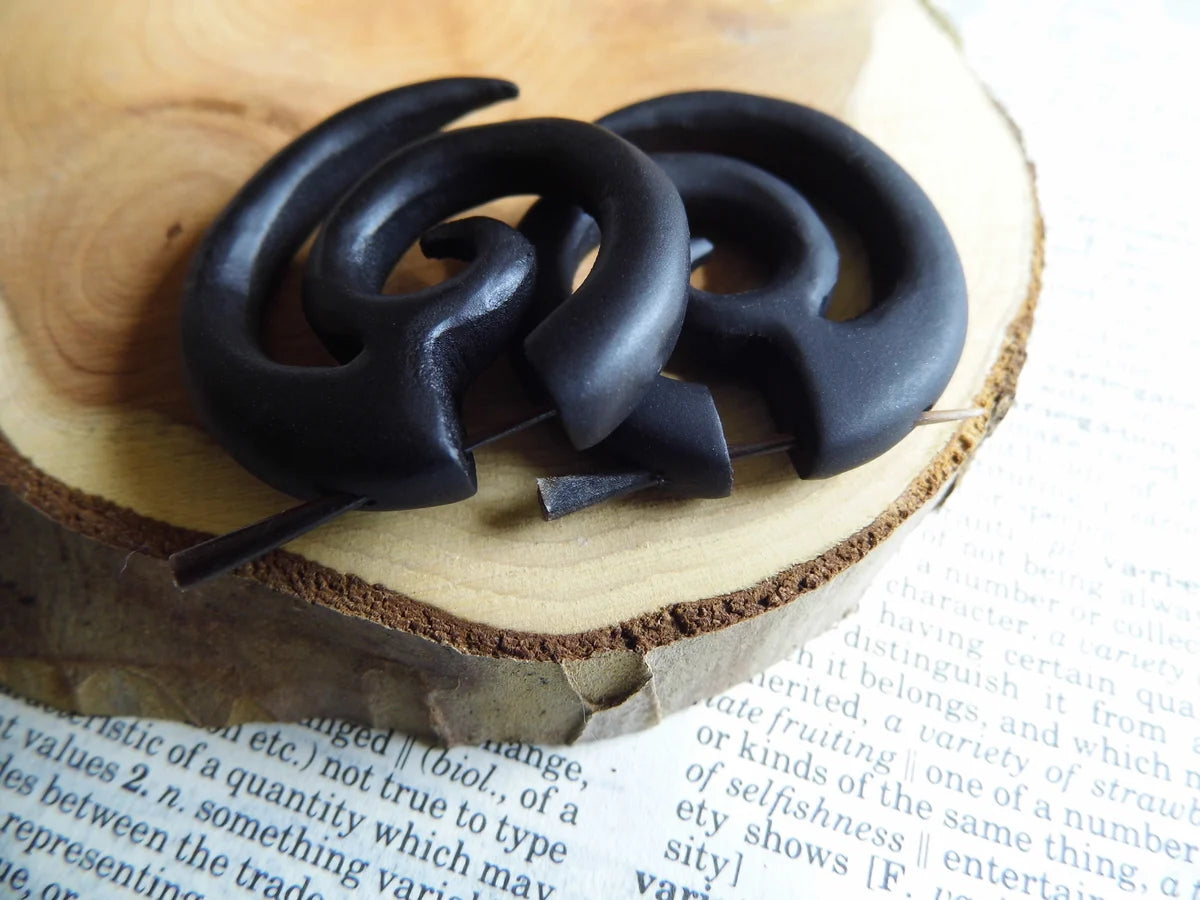 Wooden Spiral Hoop Earrings Men Women