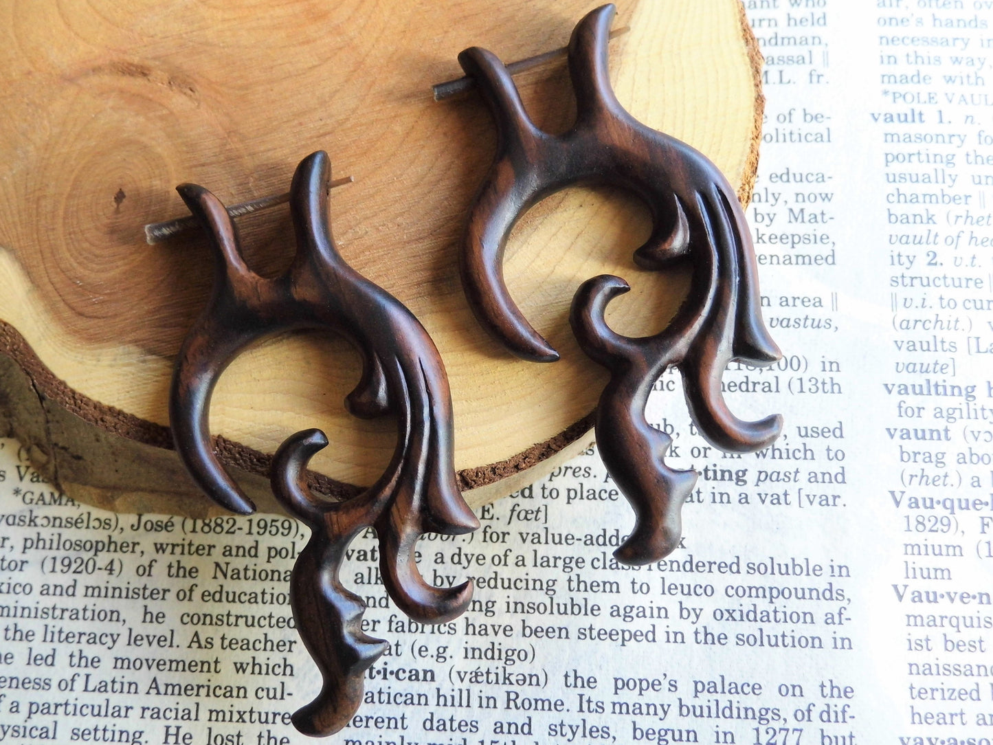Unisex Wooden Tribal Earrings