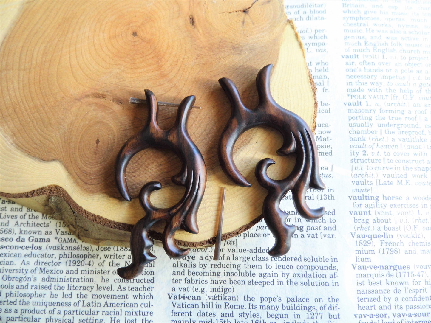 Unisex Wooden Tribal Earrings